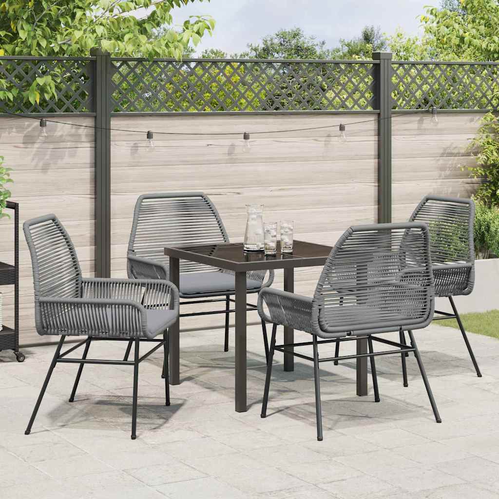 Set da Pranzo per Giardino 5 pcs Grigio polyrattan - homemem39