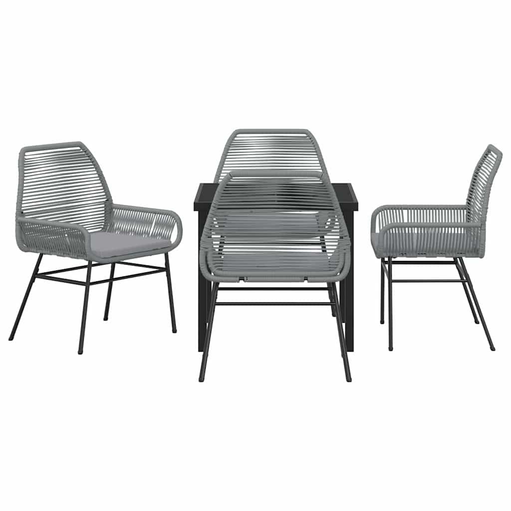 Set da Pranzo per Giardino 5 pcs Grigio polyrattan - homemem39