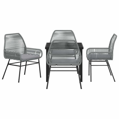 Set da Pranzo per Giardino 5 pcs Grigio polyrattan - homemem39