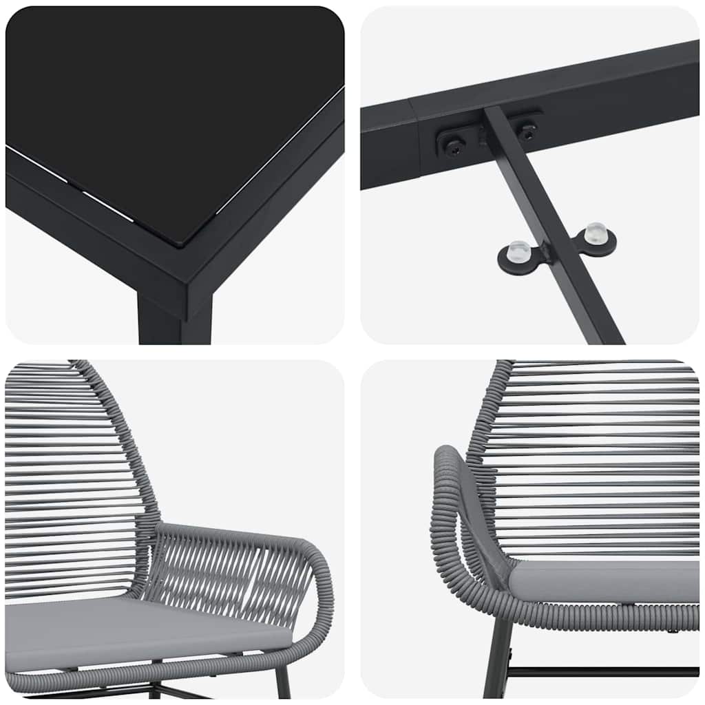 Set da Pranzo per Giardino 5 pcs Grigio polyrattan - homemem39