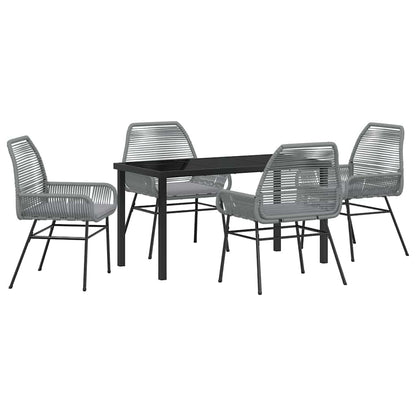 Set da Pranzo per Giardino 5 pcs Grigio polyrattan - homemem39