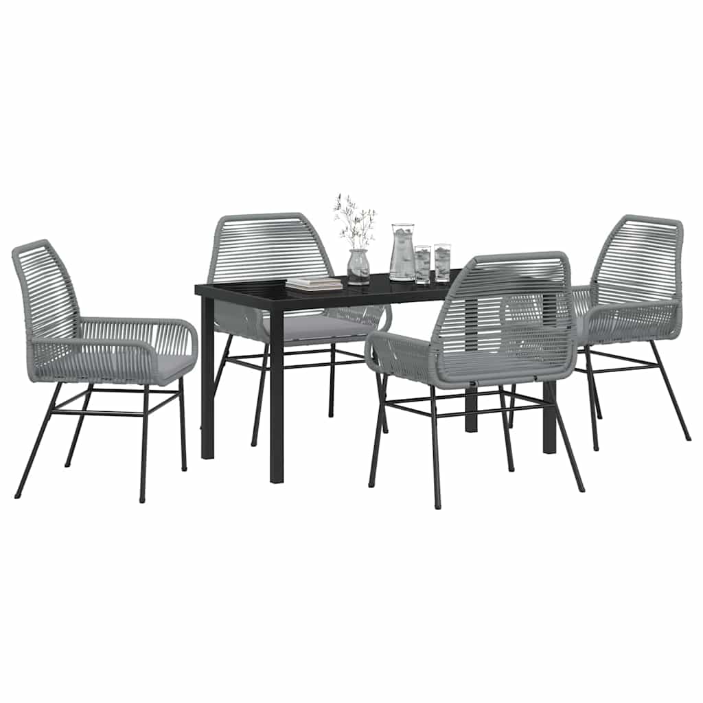 Set da Pranzo per Giardino 5 pcs Grigio polyrattan - homemem39