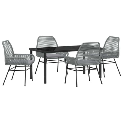 Set da Pranzo per Giardino 5 pcs Grigio polyrattan - homemem39