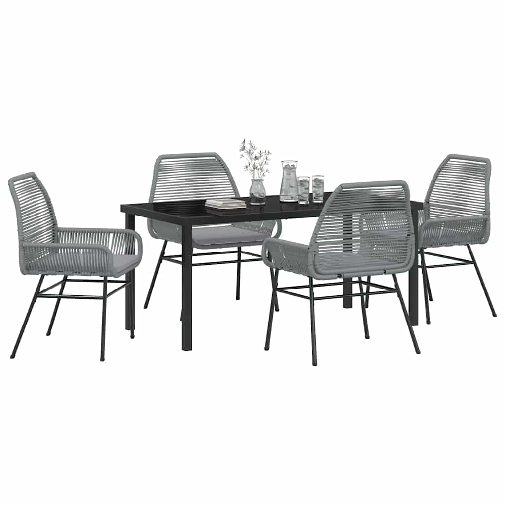 Set da Pranzo per Giardino 5 pcs Grigio polyrattan - homemem39