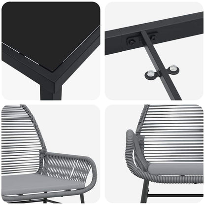 Set da Pranzo per Giardino 7 pcs Grigio polyrattan - homemem39