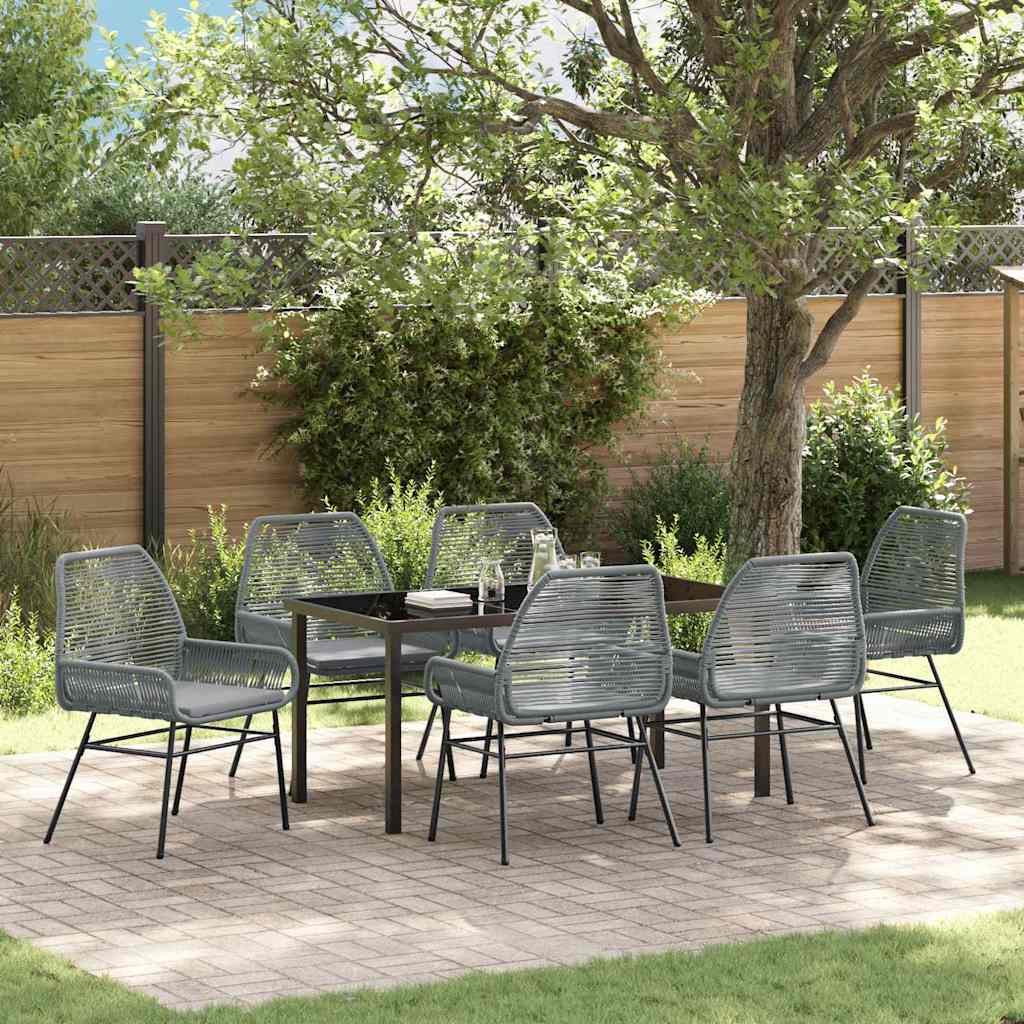 Set da Pranzo per Giardino 7 pcs Grigio polyrattan - homemem39