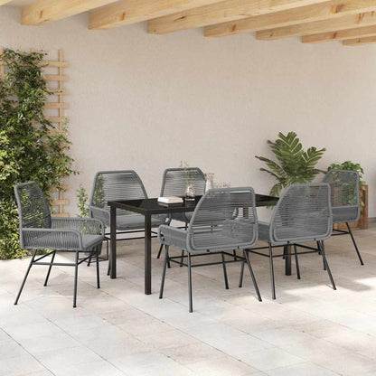 Set da Pranzo per Giardino 7 pcs Grigio polyrattan - homemem39