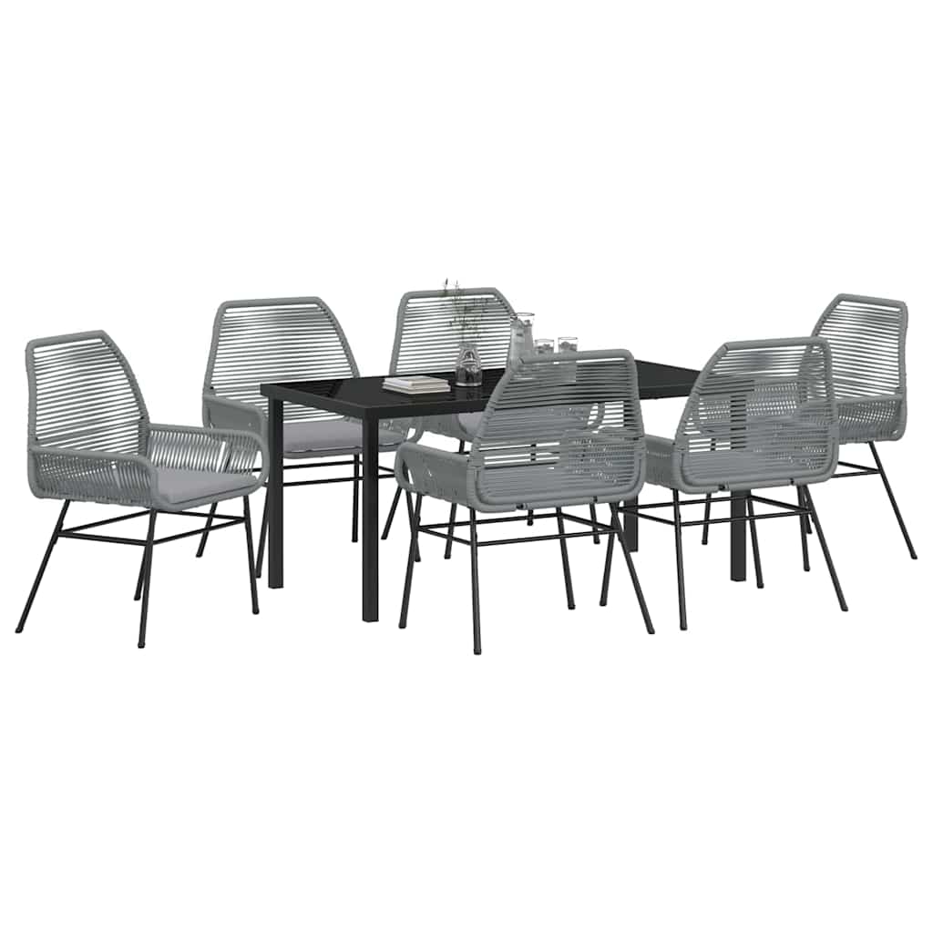 Set da Pranzo per Giardino 7 pcs Grigio polyrattan - homemem39