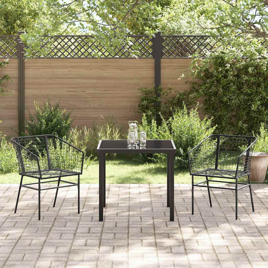 Set da Pranzo per Giardino 3 pcs Nero polyrattan - homemem39
