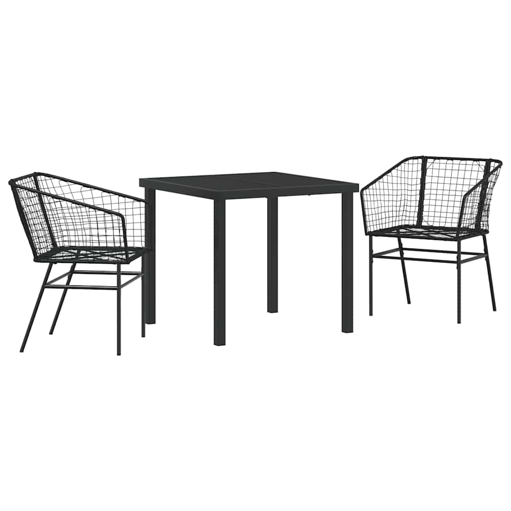 Set da Pranzo per Giardino 3 pcs Nero polyrattan - homemem39