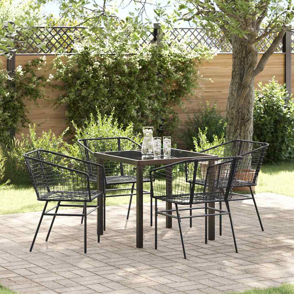 Set da Pranzo per Giardino 5 pcs Nero polyrattan - homemem39