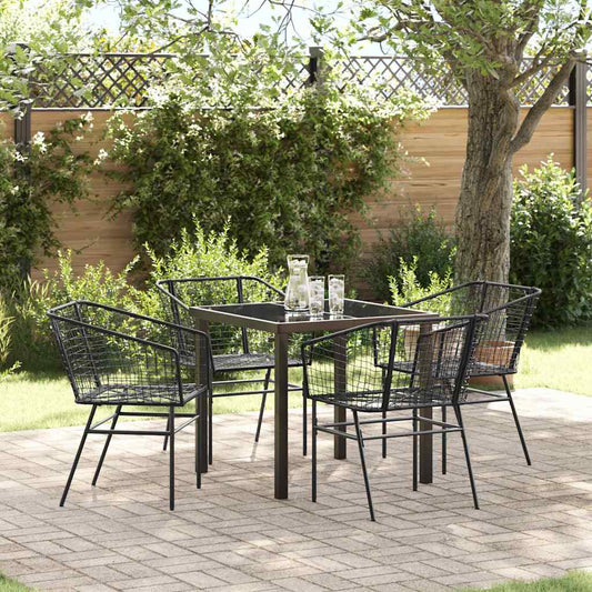 Set da Pranzo per Giardino 5 pcs Nero polyrattan - homemem39