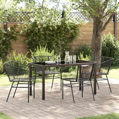 Set da Pranzo per Giardino 5 pcs Nero polyrattan - homemem39