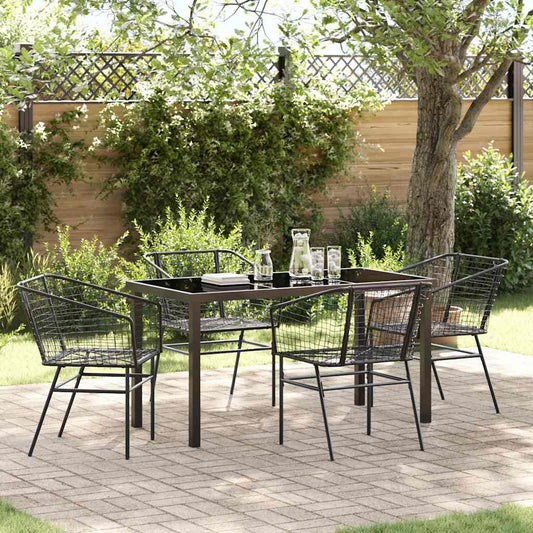 Set da Pranzo per Giardino 5 pcs Nero polyrattan - homemem39