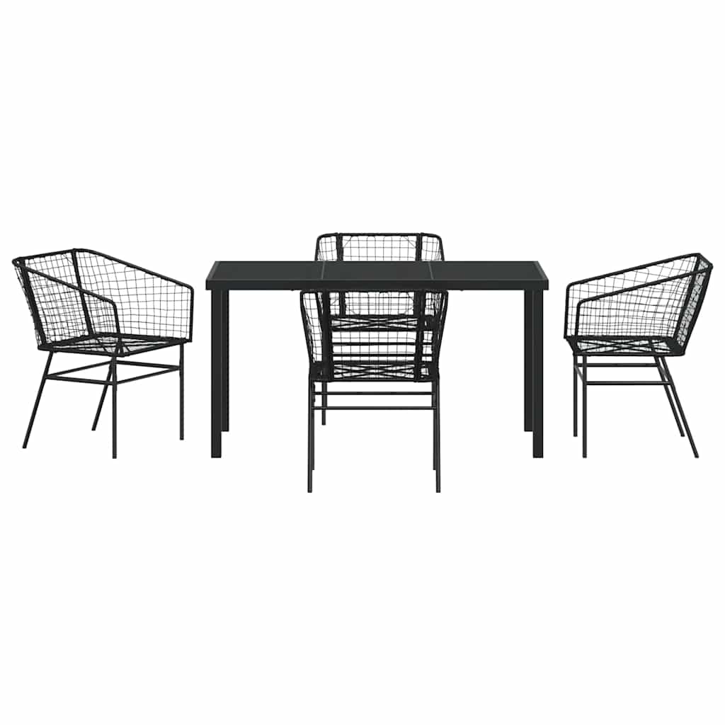 Set da Pranzo per Giardino 5 pcs Nero polyrattan - homemem39