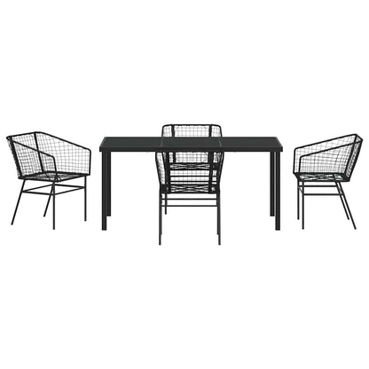Set da Pranzo per Giardino 5 pcs Nero polyrattan - homemem39