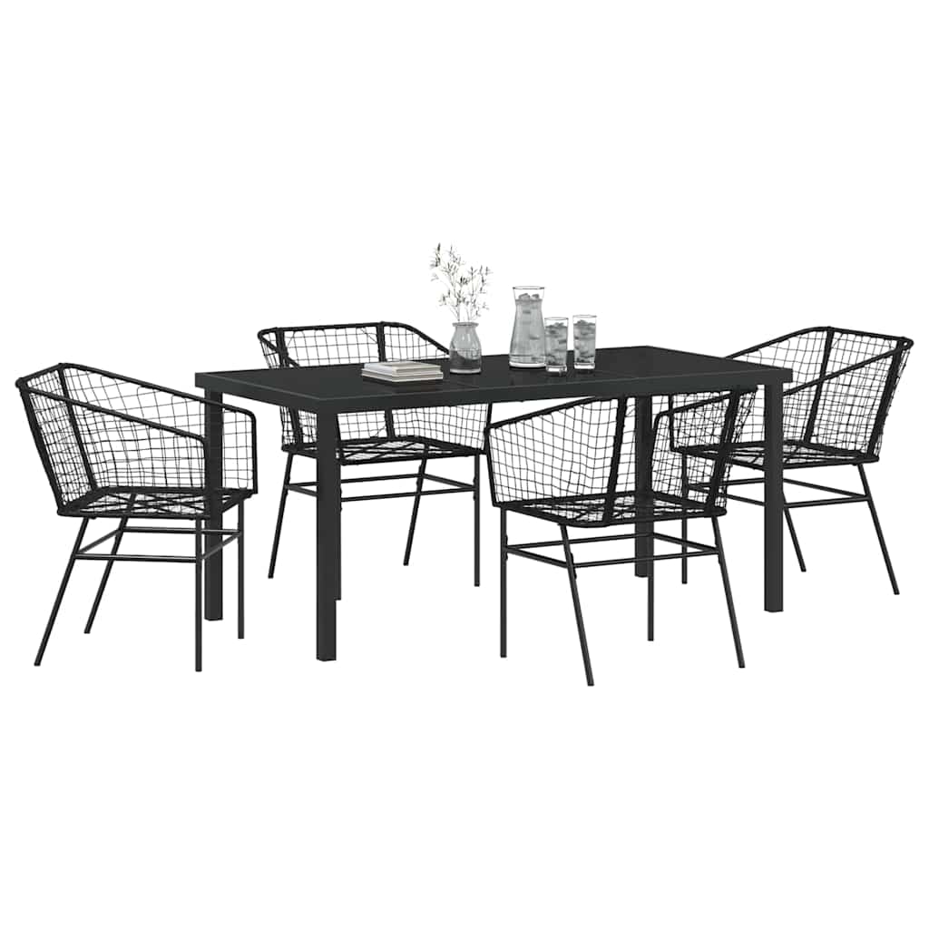 Set da Pranzo per Giardino 5 pcs Nero polyrattan - homemem39