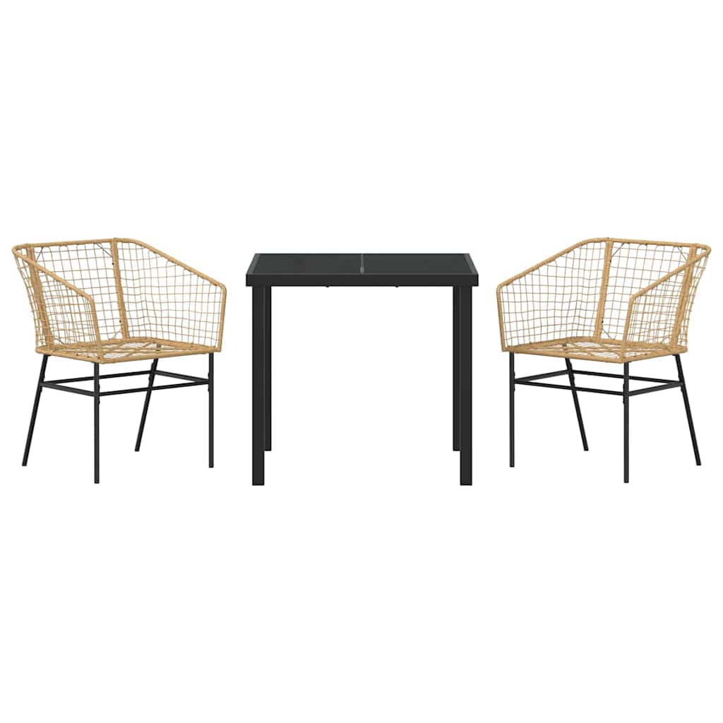 Set da Pranzo per Giardino 3 pcs Marrone polyrattan - homemem39