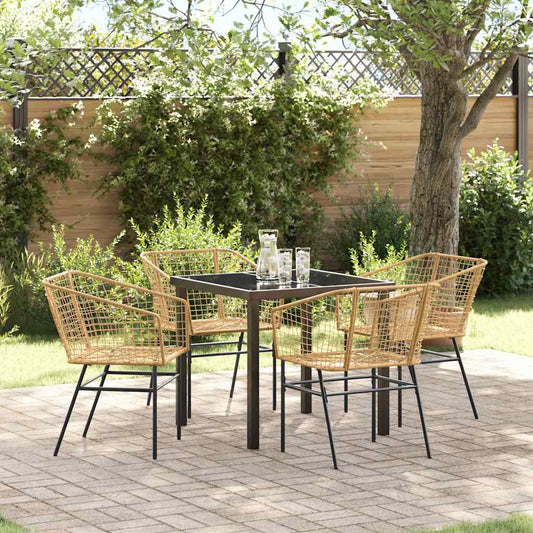 Set da Pranzo per Giardino 5 pcs Marrone polyrattan - homemem39