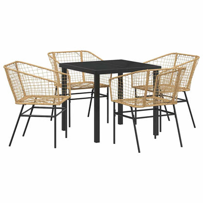 Set da Pranzo per Giardino 5 pcs Marrone polyrattan - homemem39