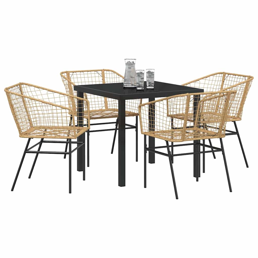 Set da Pranzo per Giardino 5 pcs Marrone polyrattan - homemem39