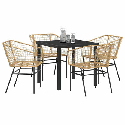 Set da Pranzo per Giardino 5 pcs Marrone polyrattan - homemem39