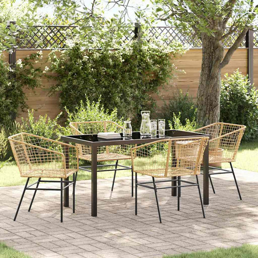 Set da Pranzo per Giardino 5 pcs Marrone polyrattan - homemem39