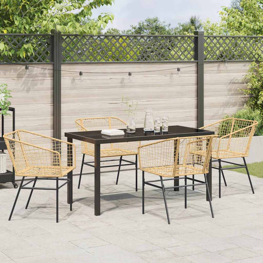 Set da Pranzo per Giardino 5 pcs Marrone polyrattan - homemem39