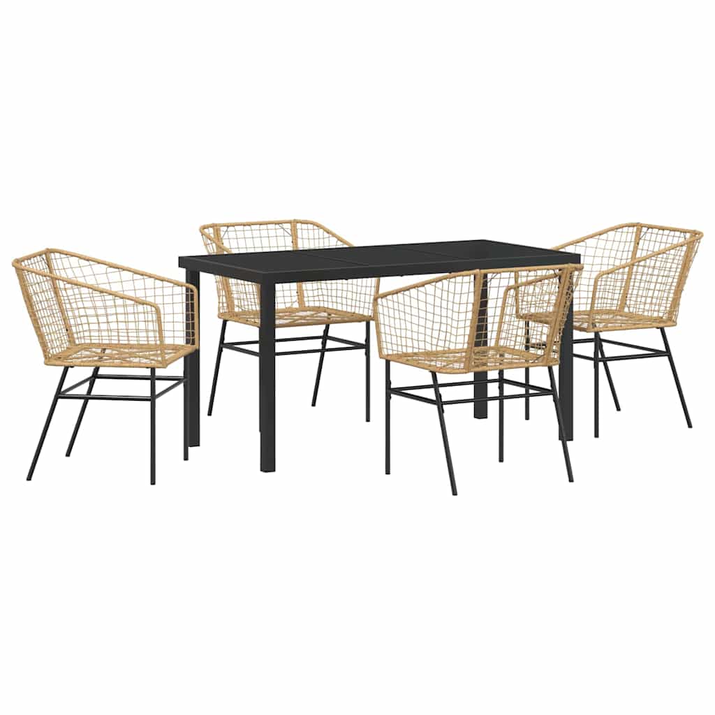 Set da Pranzo per Giardino 5 pcs Marrone polyrattan - homemem39