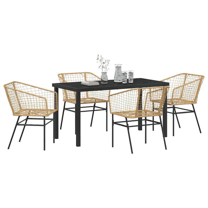 Set da Pranzo per Giardino 5 pcs Marrone polyrattan - homemem39