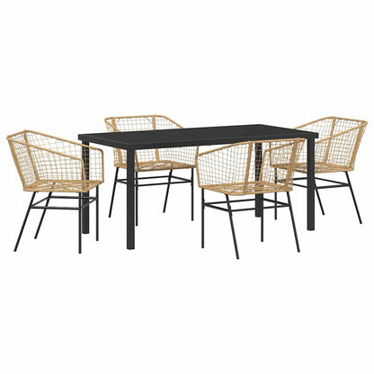 Set da Pranzo per Giardino 5 pcs Marrone polyrattan - homemem39