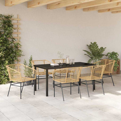 Set da Pranzo per Giardino 7 pcs Marrone polyrattan - homemem39