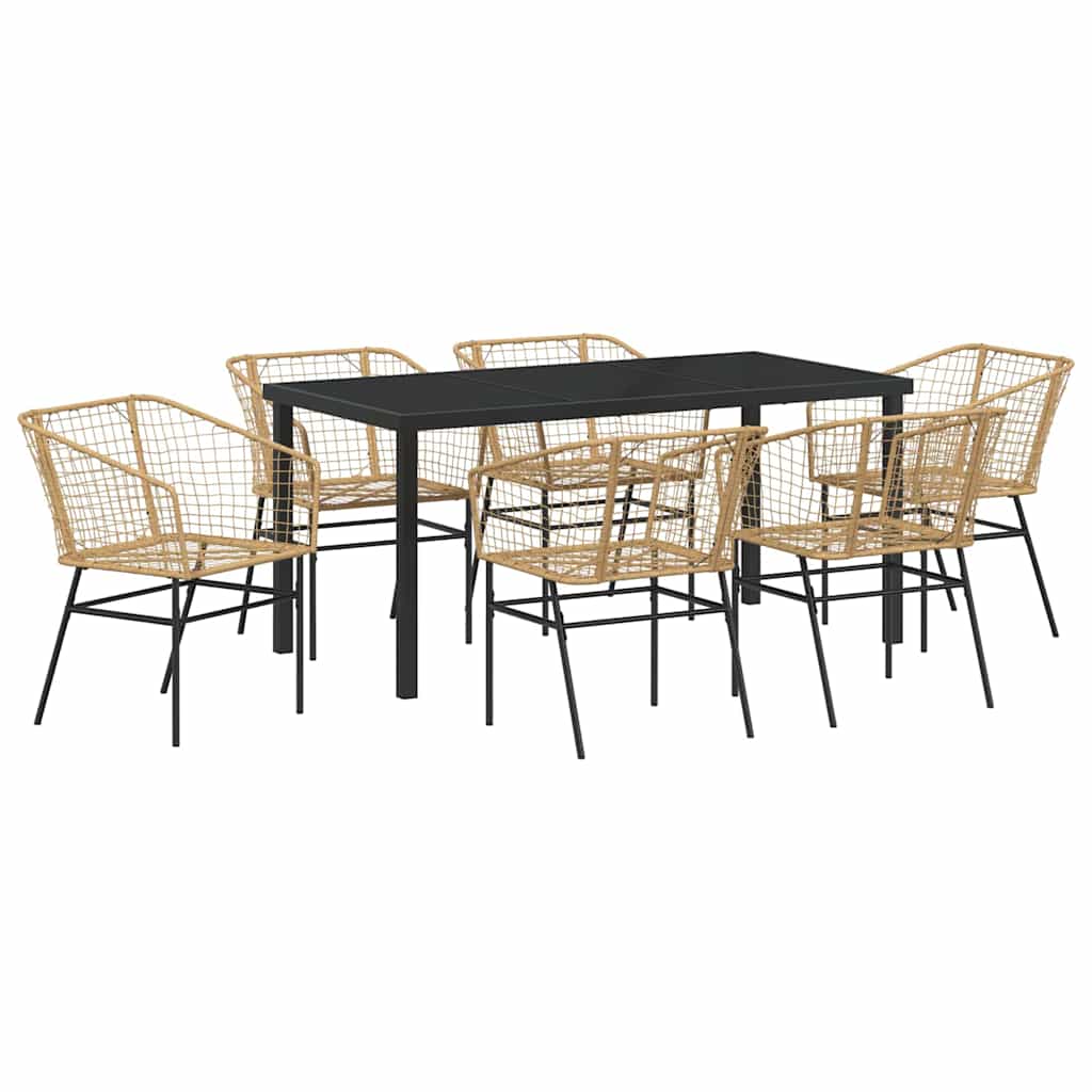 Set da Pranzo per Giardino 7 pcs Marrone polyrattan - homemem39