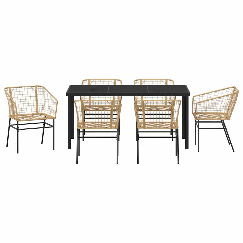 Set da Pranzo per Giardino 7 pcs Marrone polyrattan - homemem39