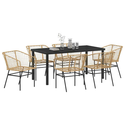 Set da Pranzo per Giardino 7 pcs Marrone polyrattan - homemem39