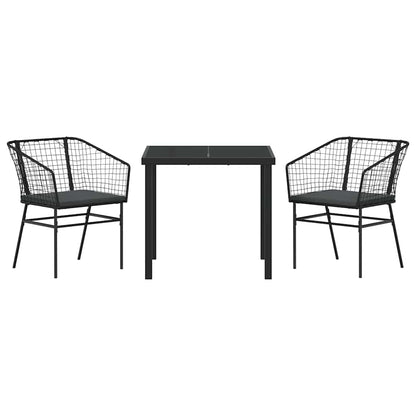 Set da Pranzo per Giardino 3 pcs Nero polyrattan - homemem39