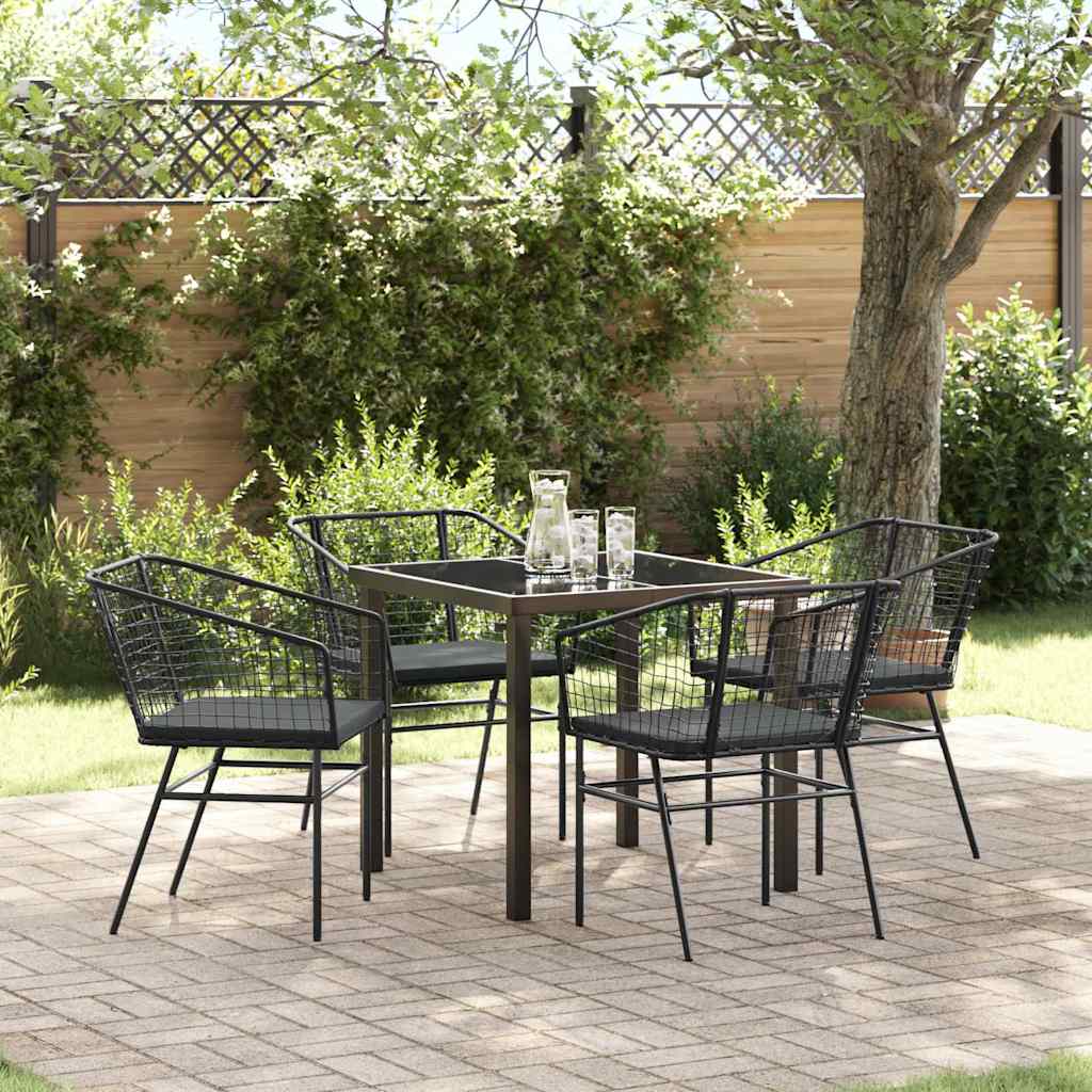 Set da Pranzo per Giardino 5 pcs Nero polyrattan - homemem39