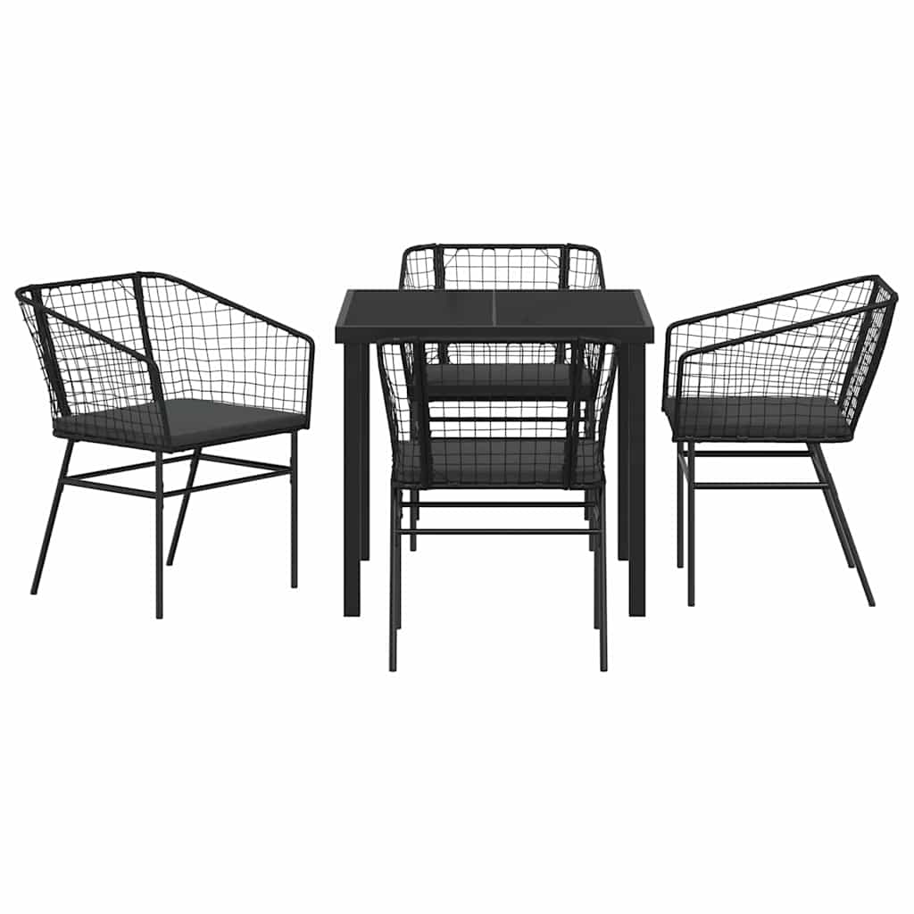 Set da Pranzo per Giardino 5 pcs Nero polyrattan - homemem39
