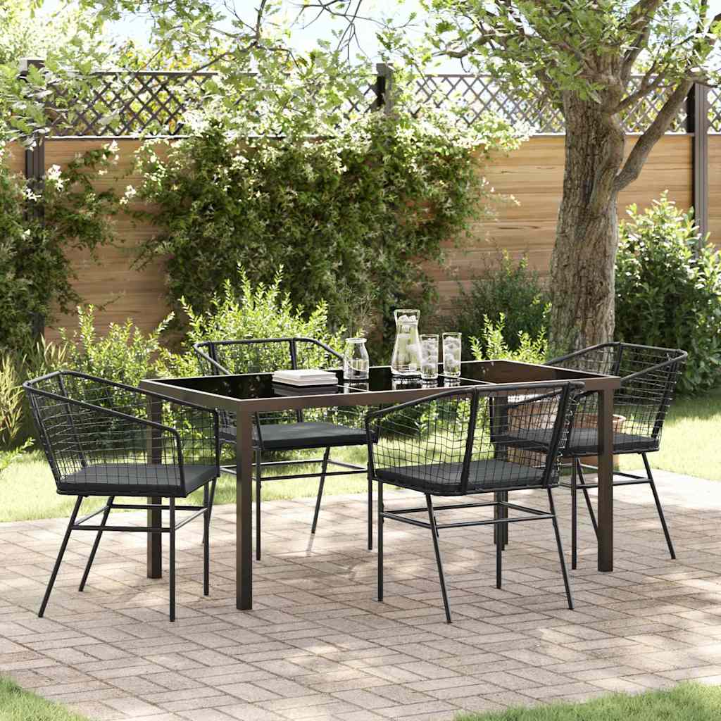 Set da Pranzo per Giardino 5 pcs Nero polyrattan - homemem39