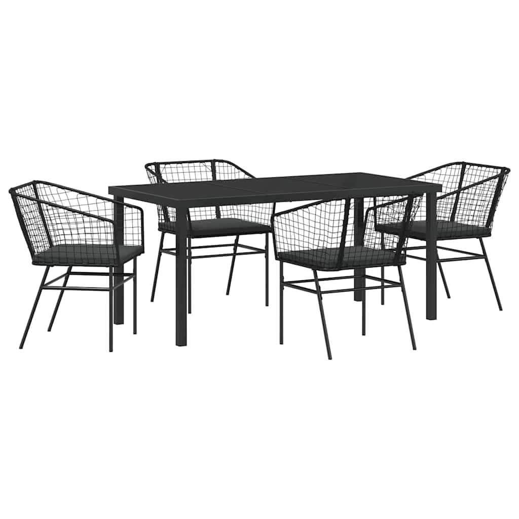 Set da Pranzo per Giardino 5 pcs Nero polyrattan - homemem39