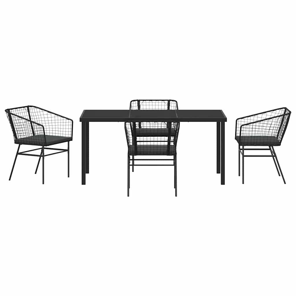 Set da Pranzo per Giardino 5 pcs Nero polyrattan - homemem39