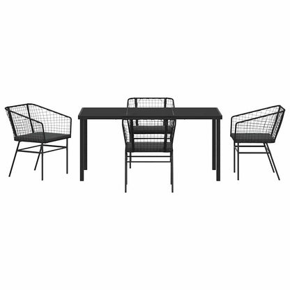 Set da Pranzo per Giardino 5 pcs Nero polyrattan - homemem39