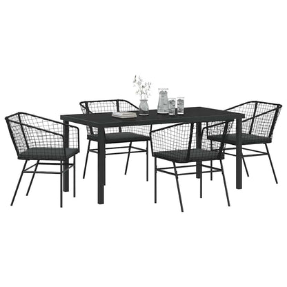 Set da Pranzo per Giardino 5 pcs Nero polyrattan - homemem39