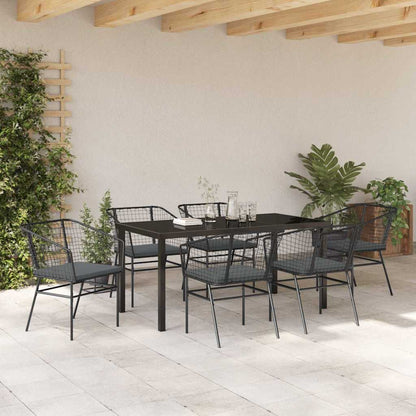 Set da Pranzo per Giardino 7 pcs Nero polyrattan - homemem39