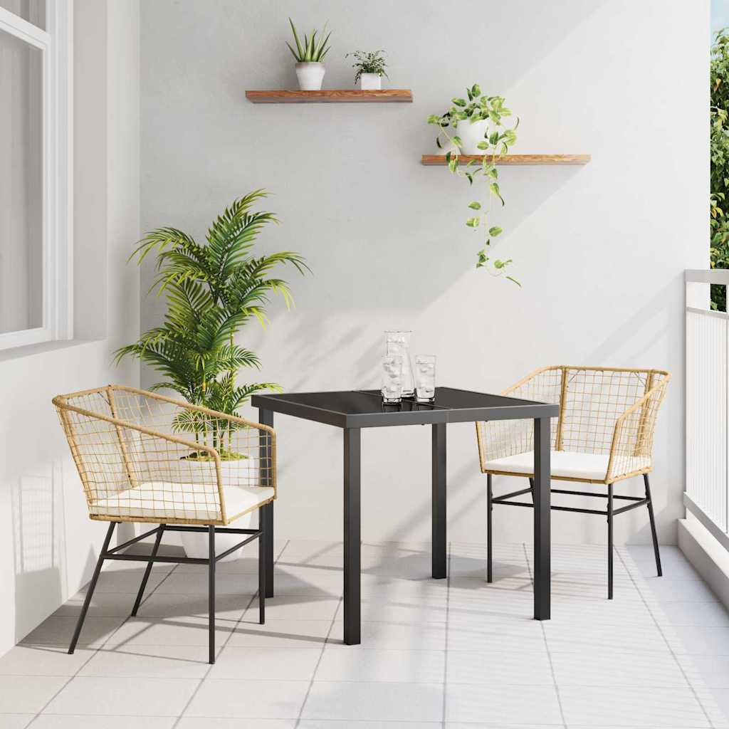 Set da Pranzo per Giardino 3 pcs Marrone polyrattan - homemem39