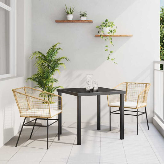 Set da Pranzo per Giardino 3 pcs Marrone polyrattan - homemem39