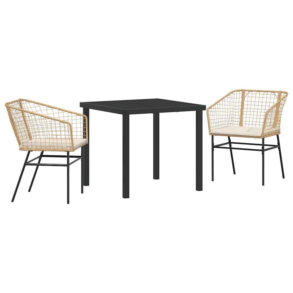 Set da Pranzo per Giardino 3 pcs Marrone polyrattan - homemem39
