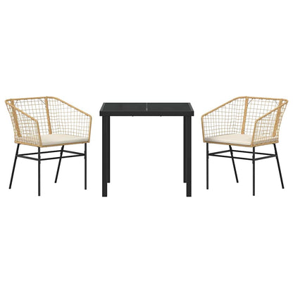 Set da Pranzo per Giardino 3 pcs Marrone polyrattan - homemem39