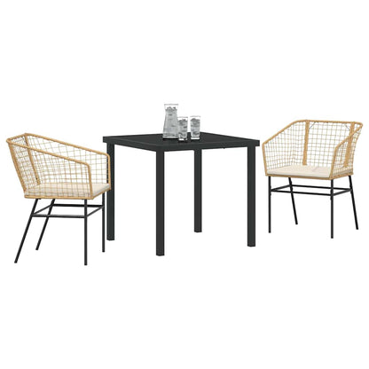 Set da Pranzo per Giardino 3 pcs Marrone polyrattan - homemem39