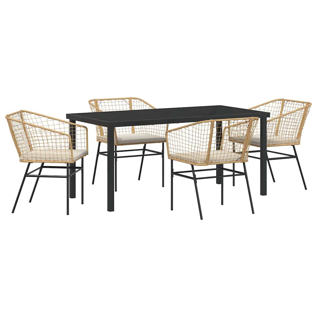 Set da Pranzo per Giardino 5 pcs Marrone polyrattan - homemem39